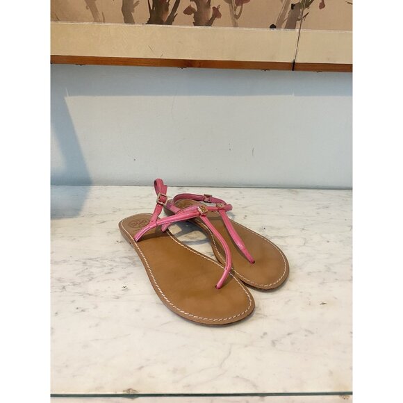 Tory Burch Shoes - Tory Burch Shoes Womens Size 7 Pink Leather Thong Sandals Flip Flop Summer Flats